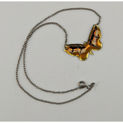 Fairycore Butterfly Pendant Necklace Stainless Steel With Enamel Design