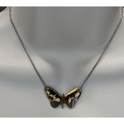 Fairycore Butterfly Pendant Necklace Stainless Steel With Enamel Design