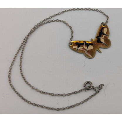 Fairycore Butterfly Pendant Necklace Stainless Steel With Enamel Design