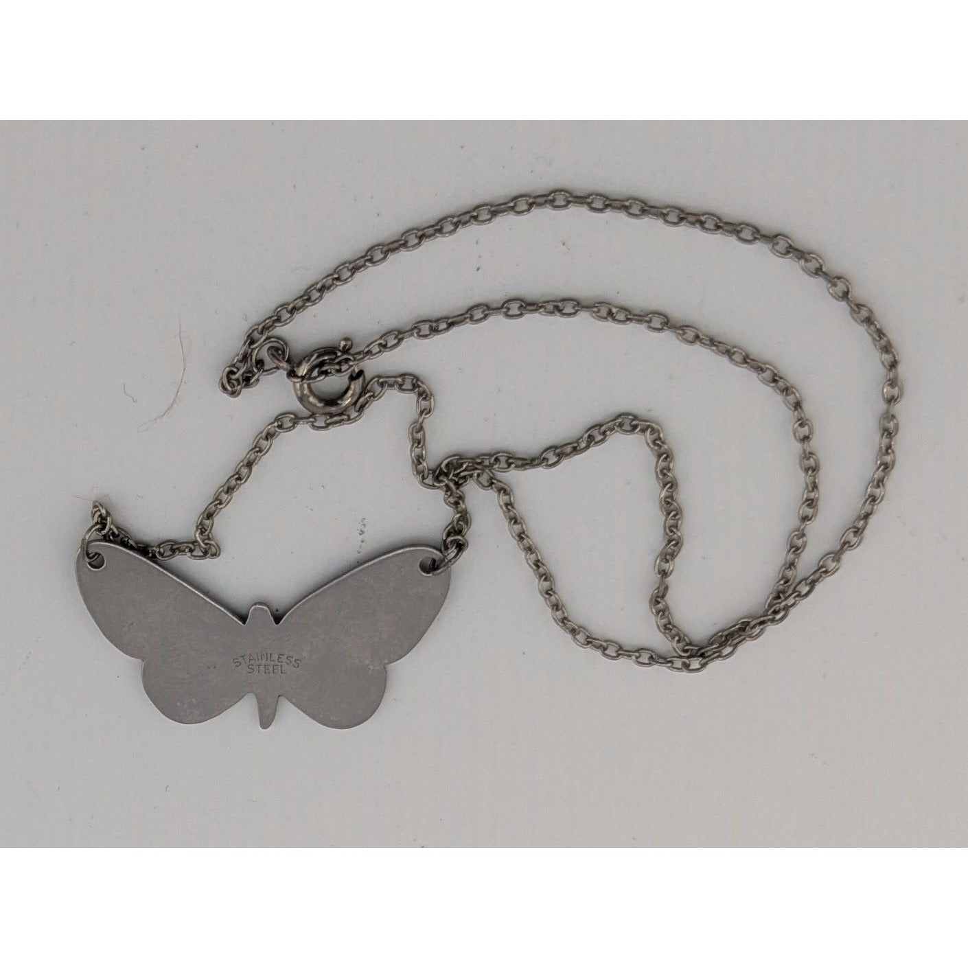 Fairycore Butterfly Pendant Necklace Stainless Steel With Enamel Design