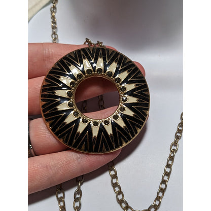 Vintage Boho Chic Sunburst Pendant Necklace