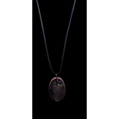 Handmade Purple Ceramic Seahorse Necklace