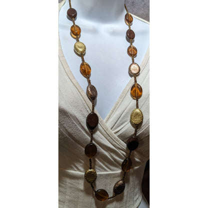 Retro Earthy Beaded Gold Dragon Egg Necklace