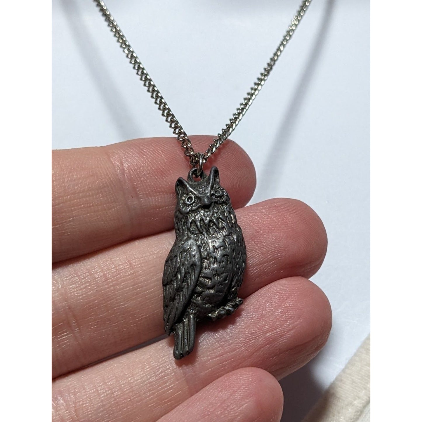 Vintage Minimalist Silver Owl Pendant Necklace