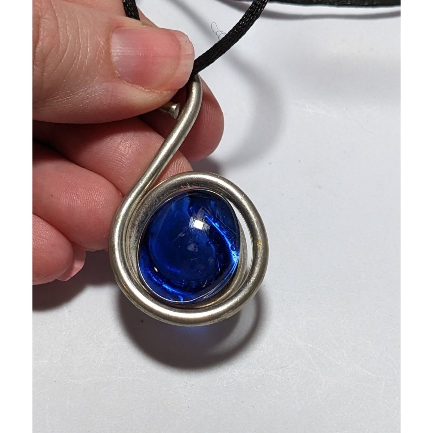 Cobalt Glass Swirl Necklace