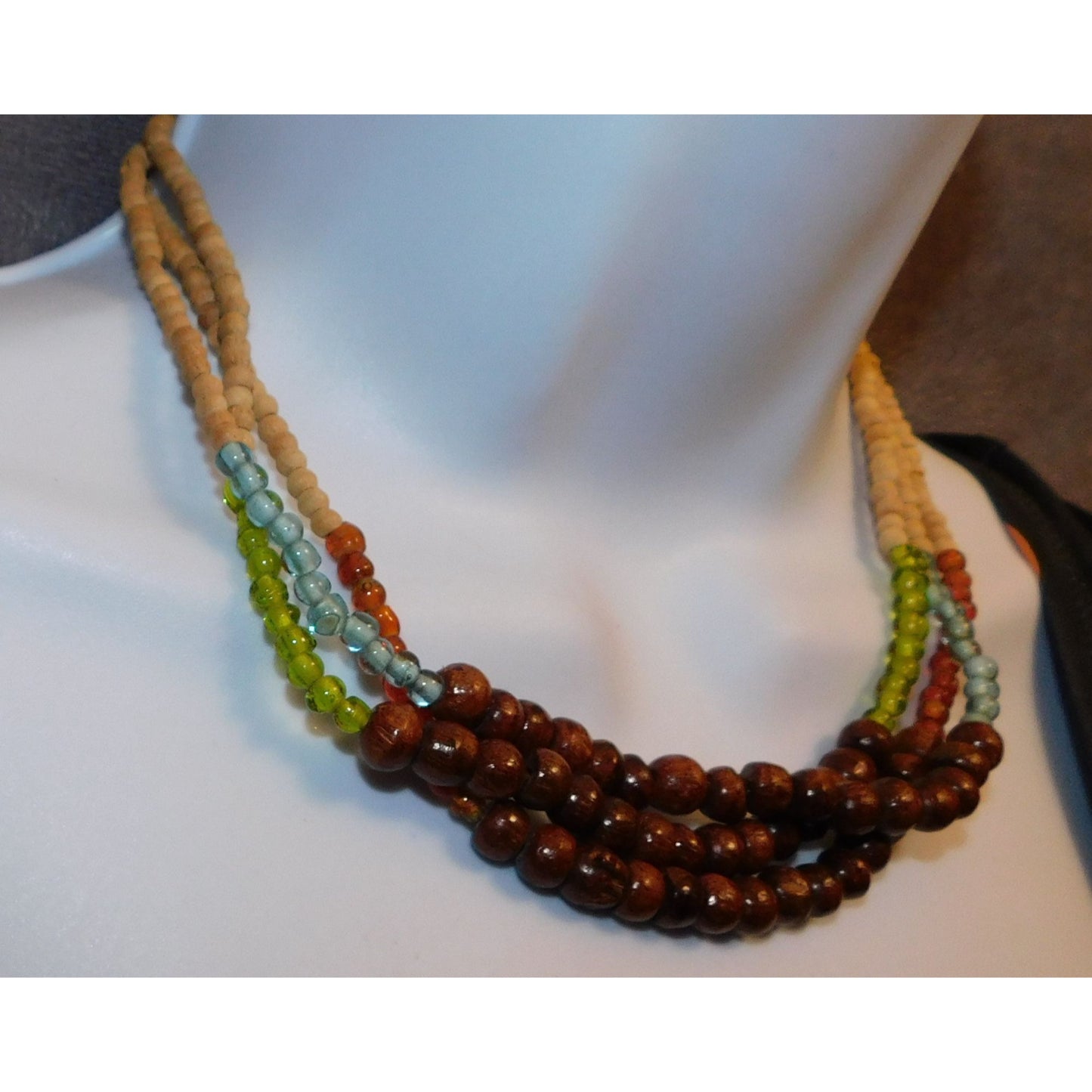 Wood And Glass Tribal Necklace