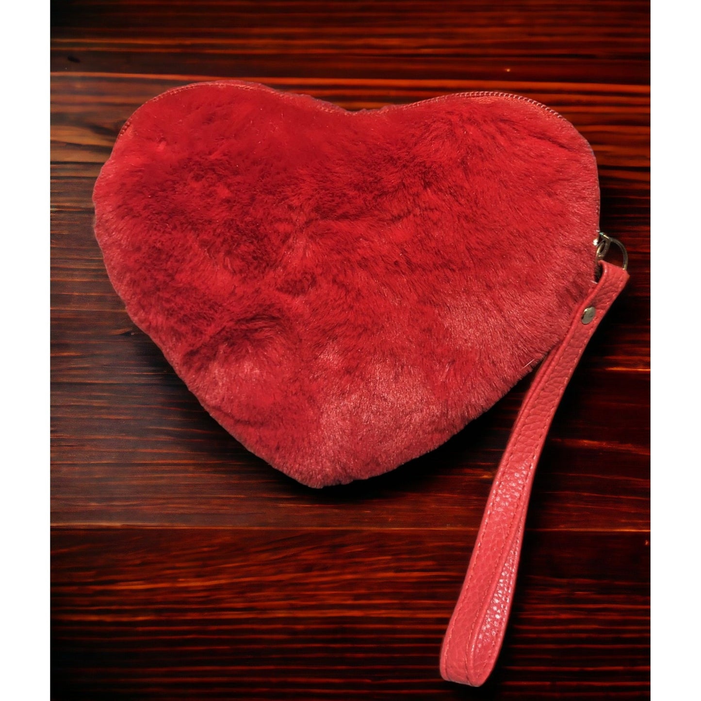 Red Plush Heart Clutch/Wristlet