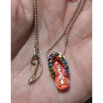 MC Rainbow Gem Enamel Hawaii Sandal Necklace