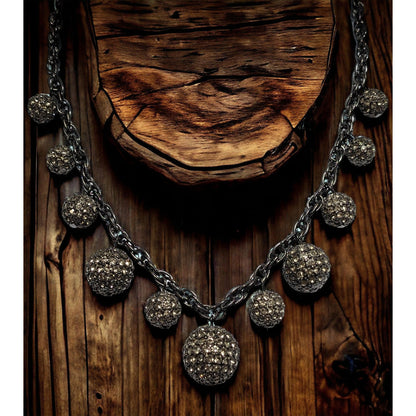 Talbots Gunmetal Rhinestone Ball Necklace