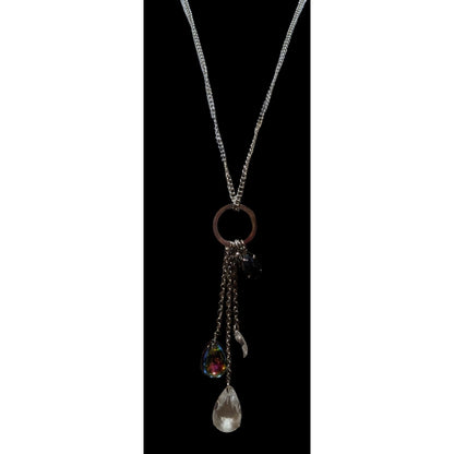 Silver Rainbow Drop Charm Necklace