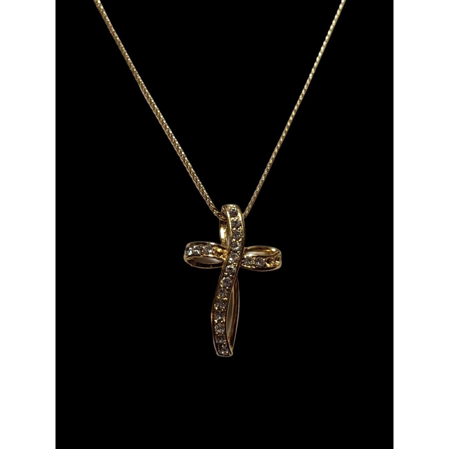 Avon Vintage Golden Gemmed Cross Necklace