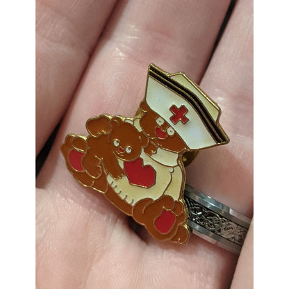 Vintage Enamel Collectible Teddy Bear Nurse Pin