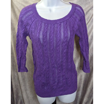 American Eagle Outfitters Purple Cable Knit Sweater
