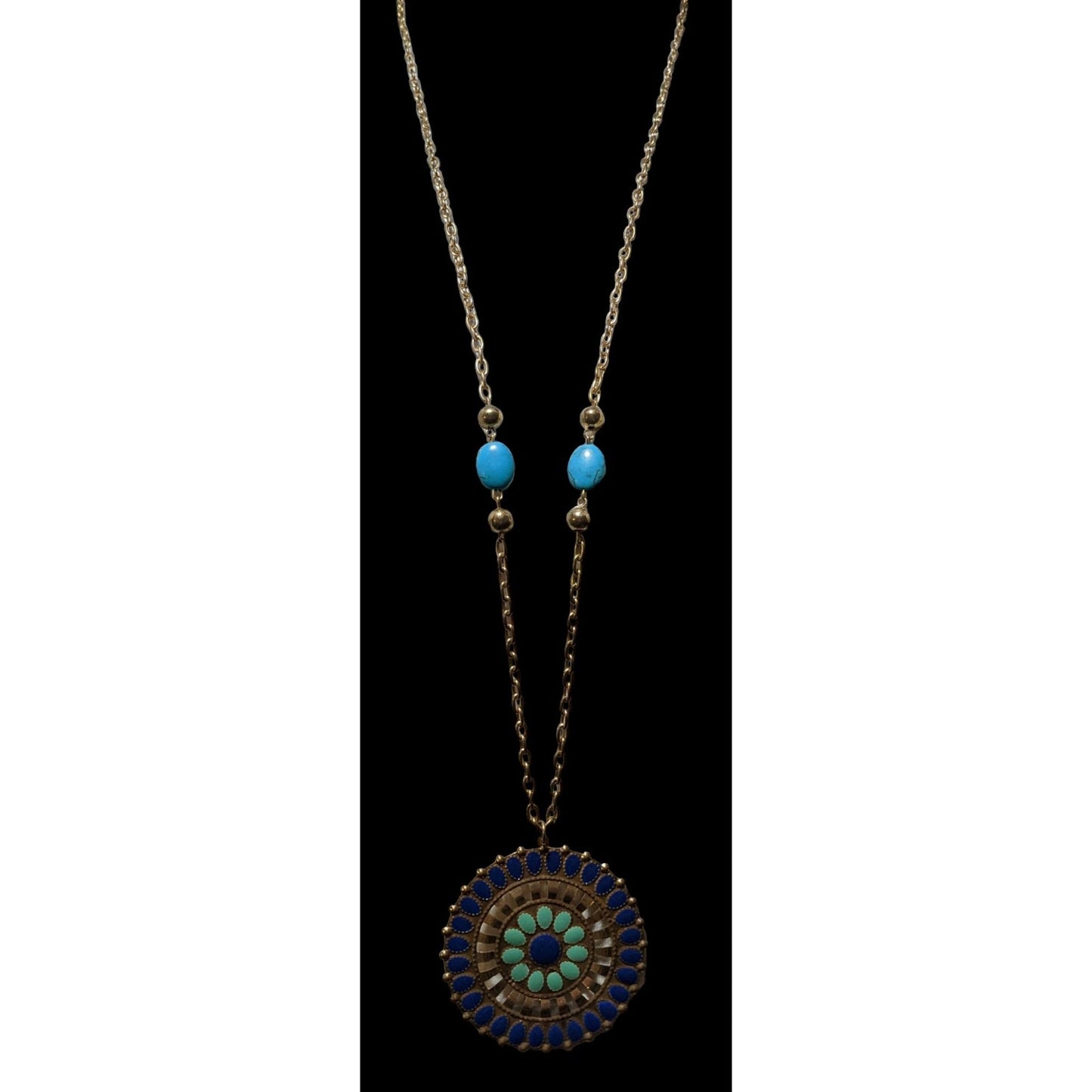 JS Collection Bohemian Enamel Medallion Necklace