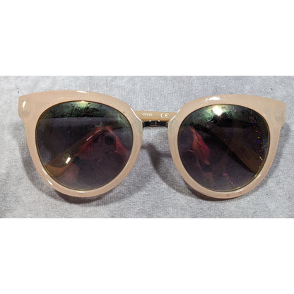 Guess Chunky Retro Nude And Silver Tone Sunglasses