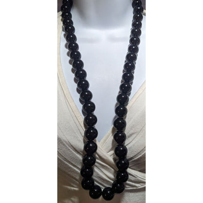 Vintage Les Bernard Black Beaded Necklace