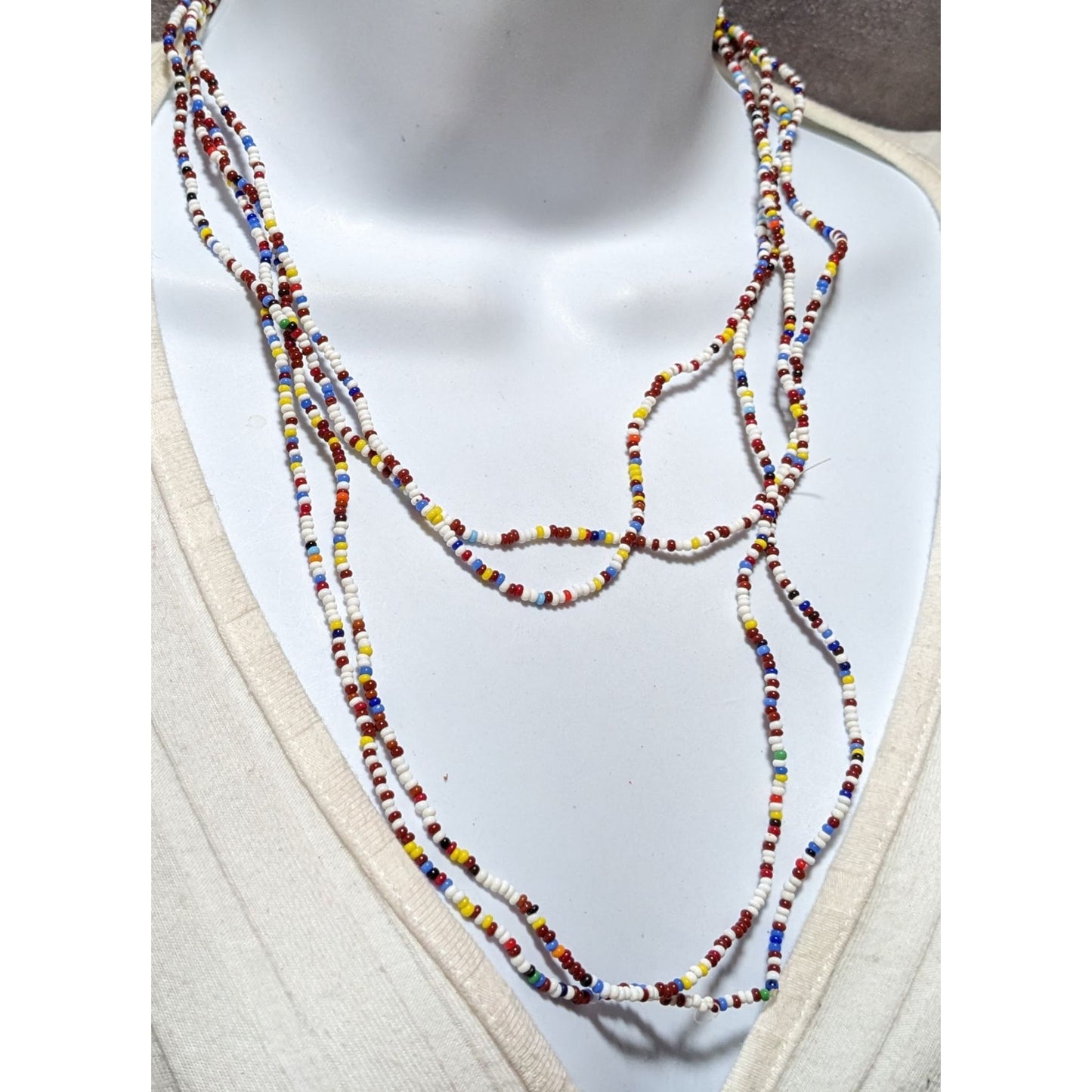 Long Glass Beaded Necklace