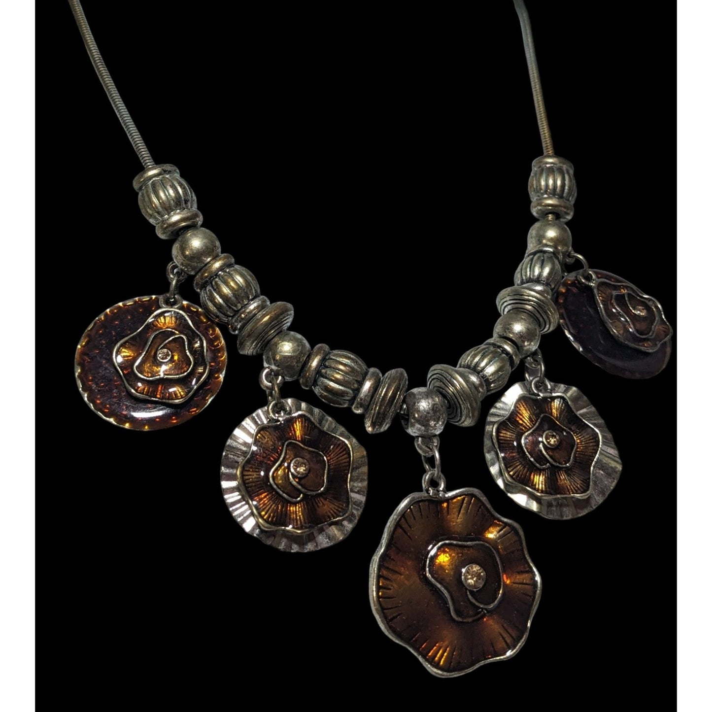 Abstract Floral Medallion Statement Necklace