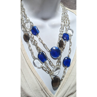 Avon Blue And Silver Chain Necklace