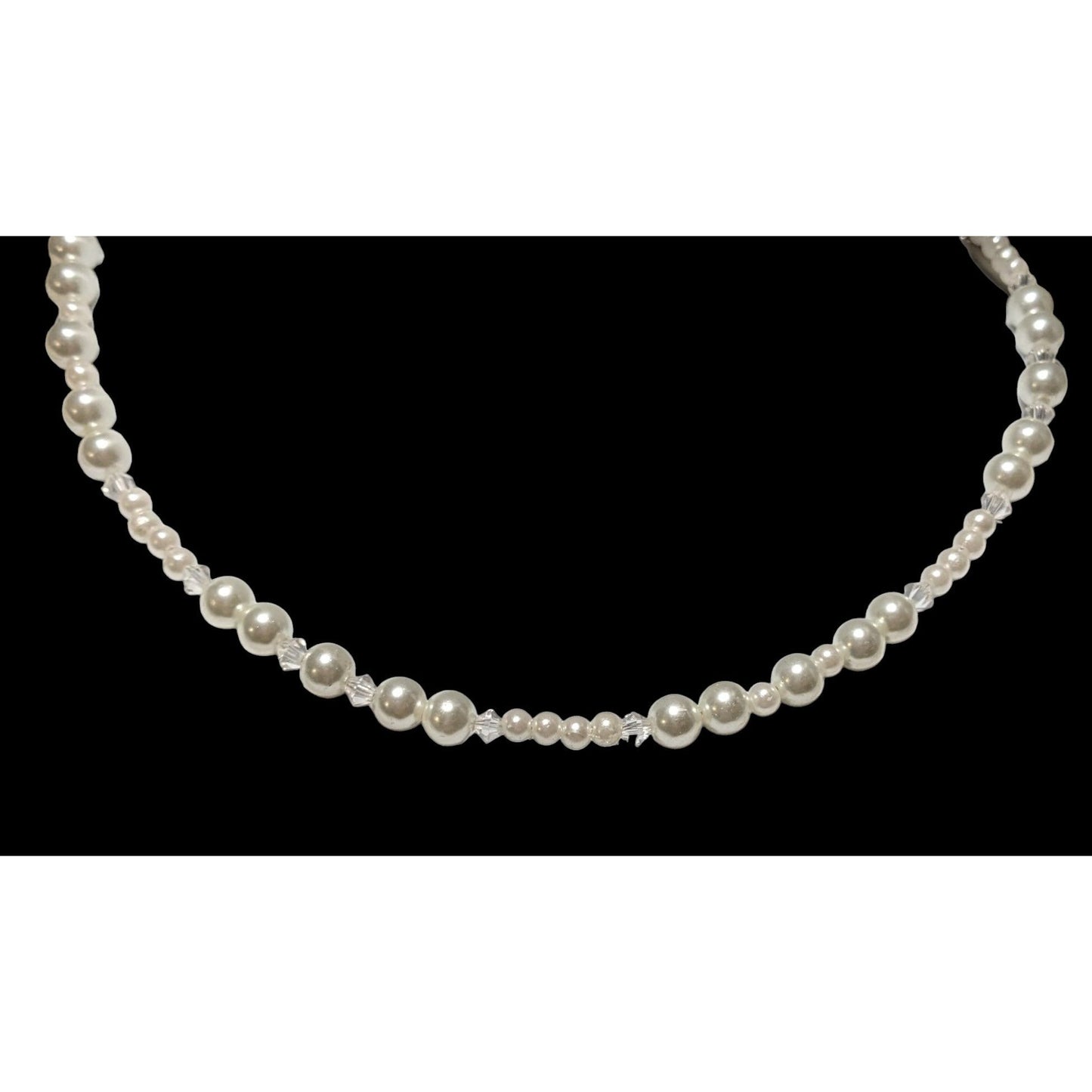 Tie On Faux Pearl Glass Beaded  Necklace