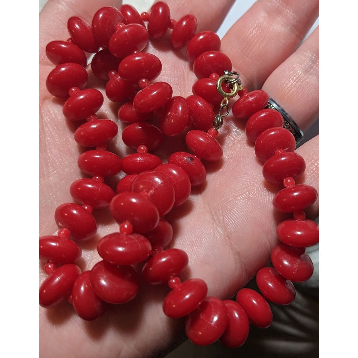 Vintage Red Cinnamon Candy Style Beaded Necklace