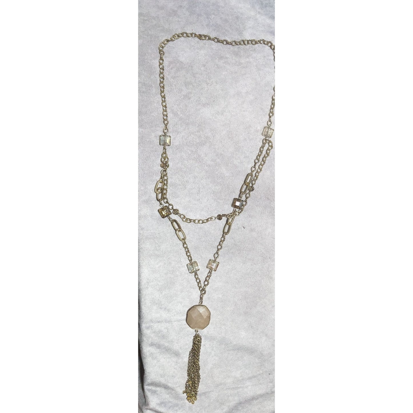 Gold Glam Long Layered Pendant & Tassel Necklace