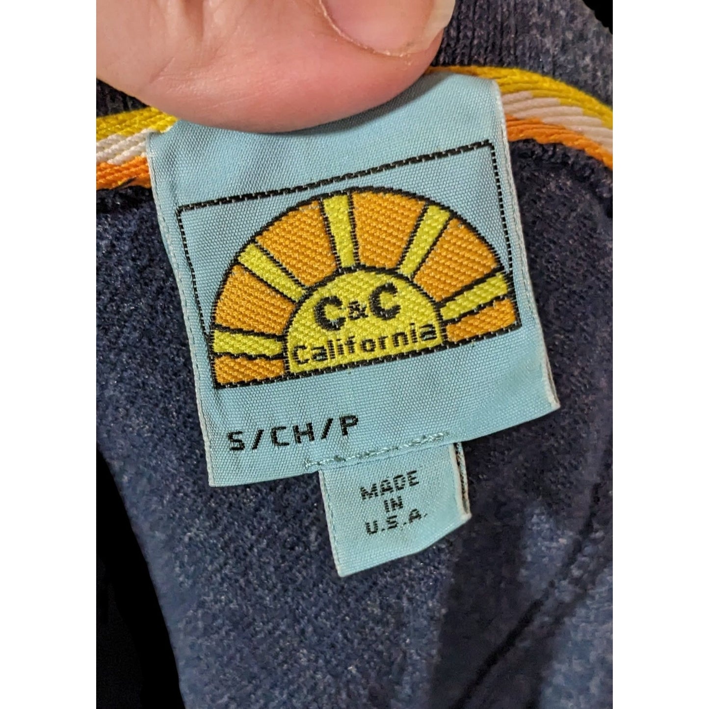 Vintage C&C California Blue Long Sleeve Front And Back V Neck Shirt