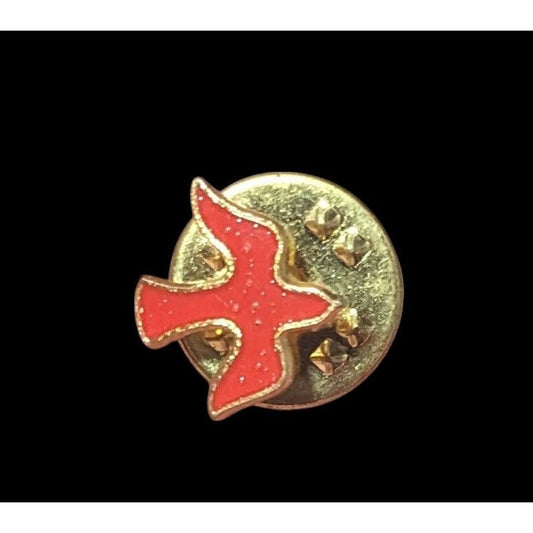 Minimalist Dove Shaped Red And Gold Tone Enamel Filled Lapel Pin