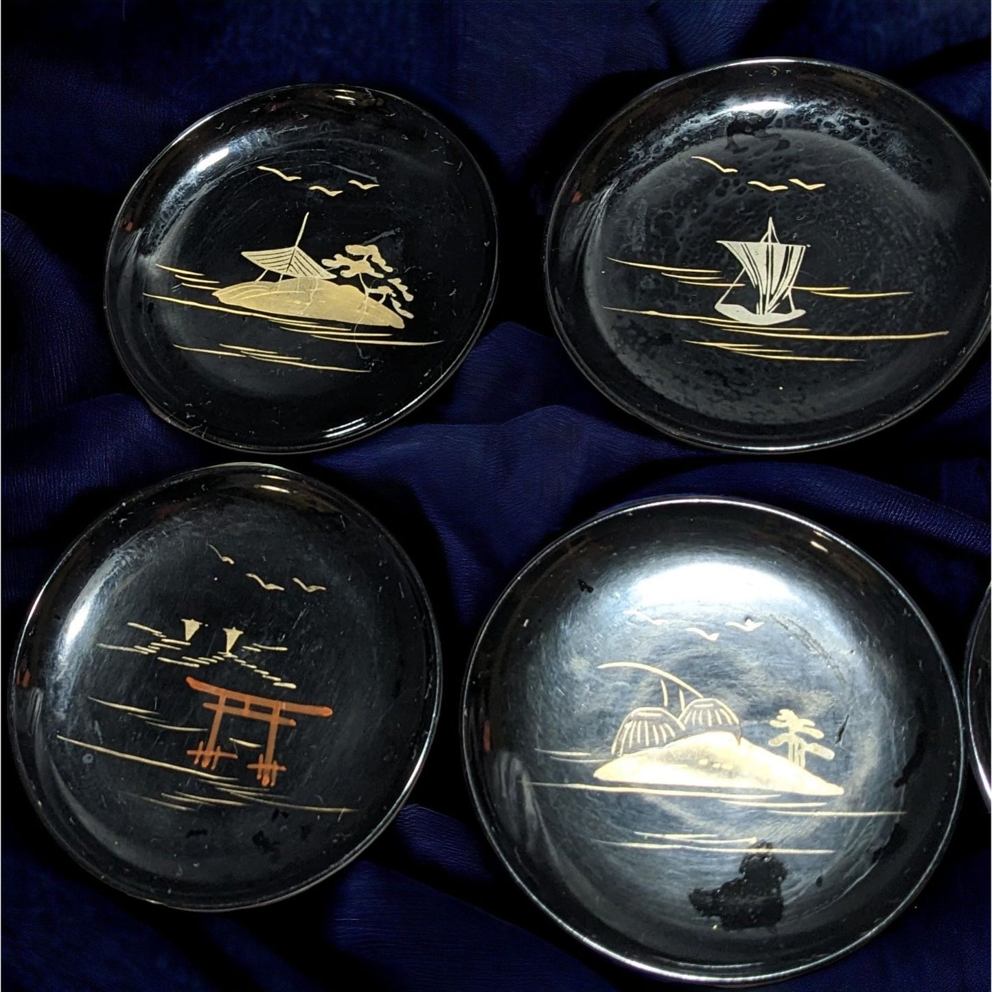 Vintage Japanese Hand Painted Coasters (6)