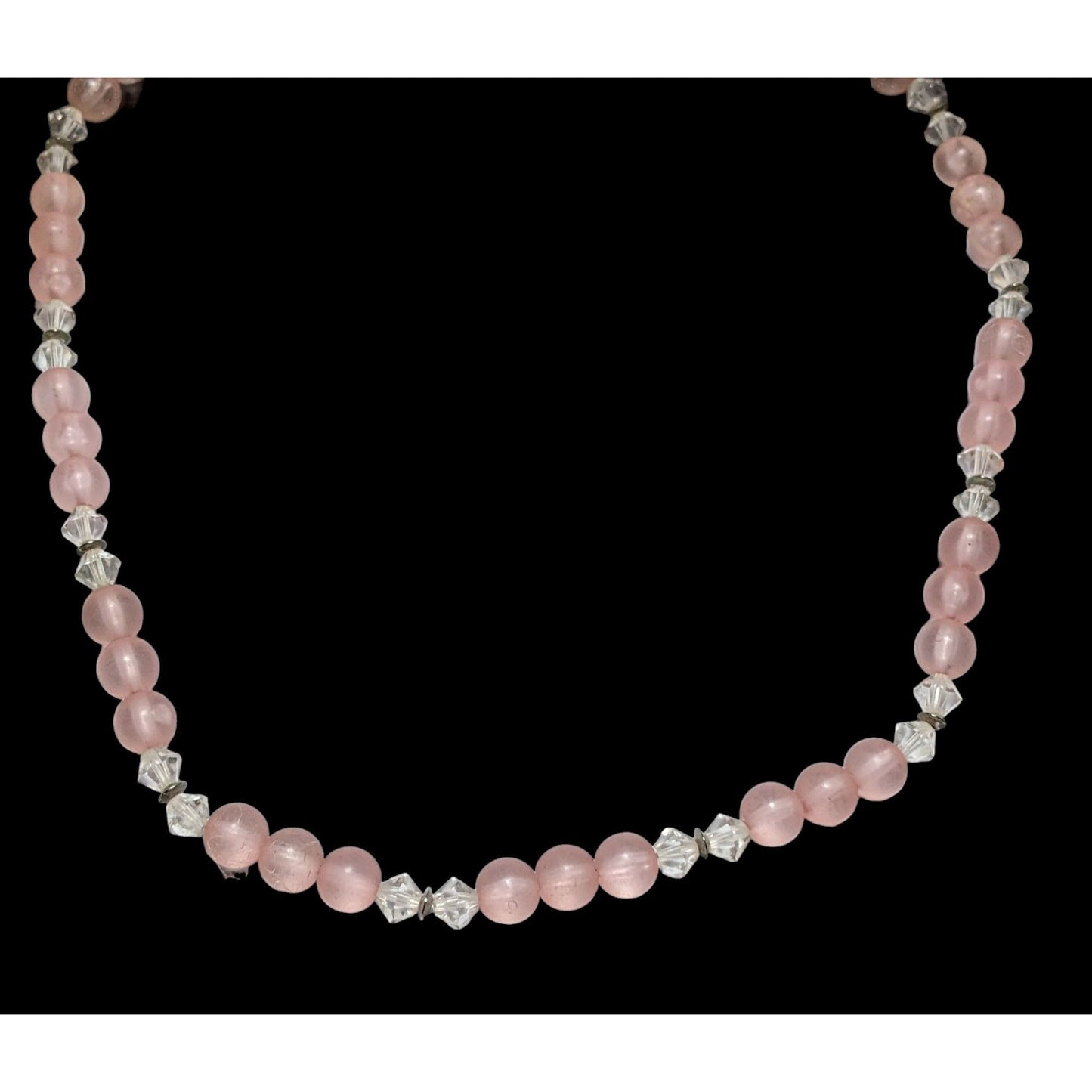 Coquette Pink And Clear Beaded Necklace