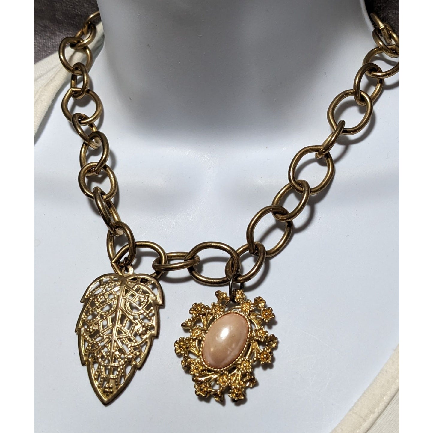 Victorian Style Chunky Floral Charm Necklace