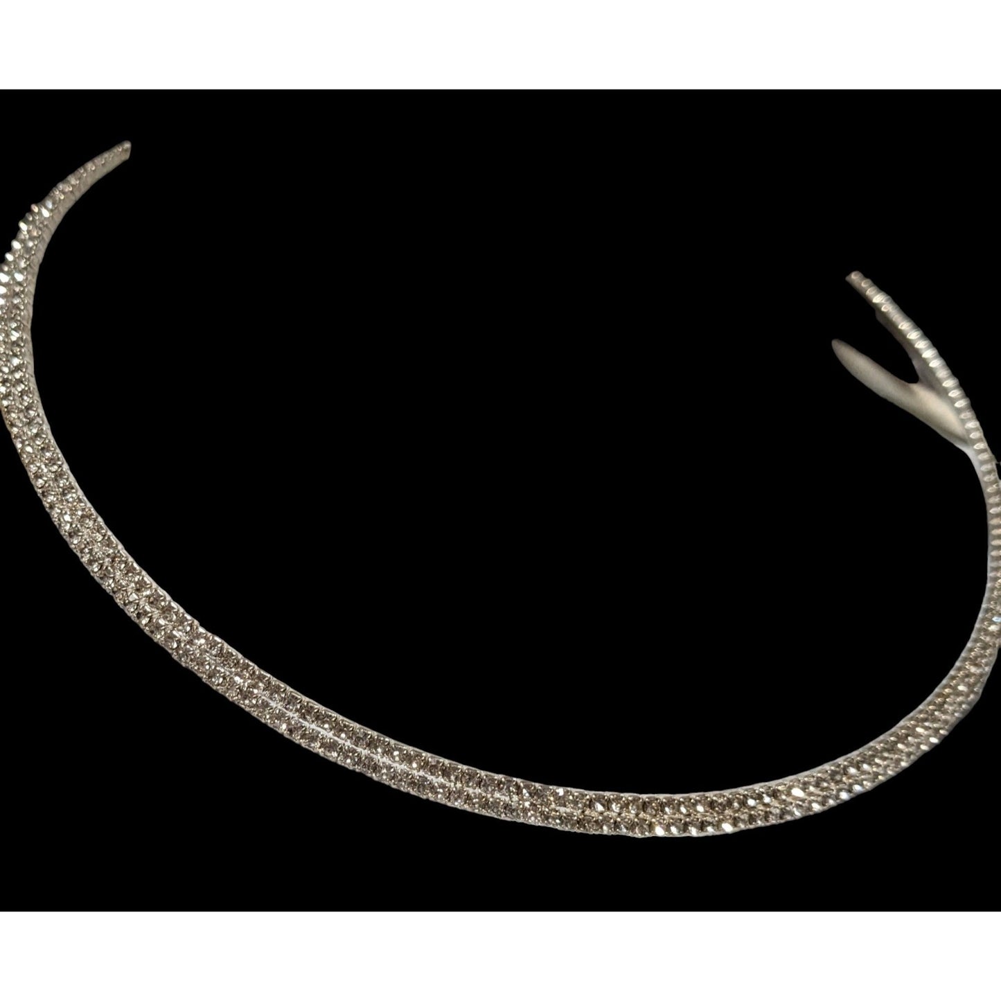 Claire's Y2K Silver Rhinestone Collar Necklace