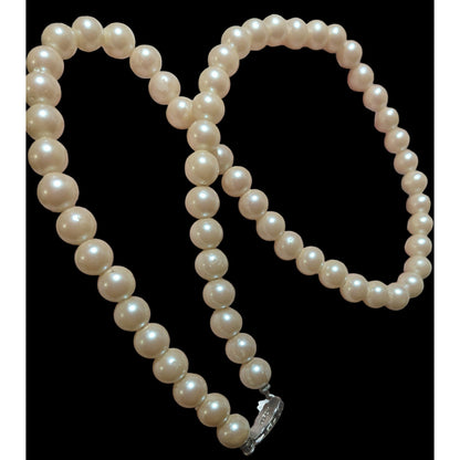 Vintage Japan Faux Pearl Necklace With Silver Clasp