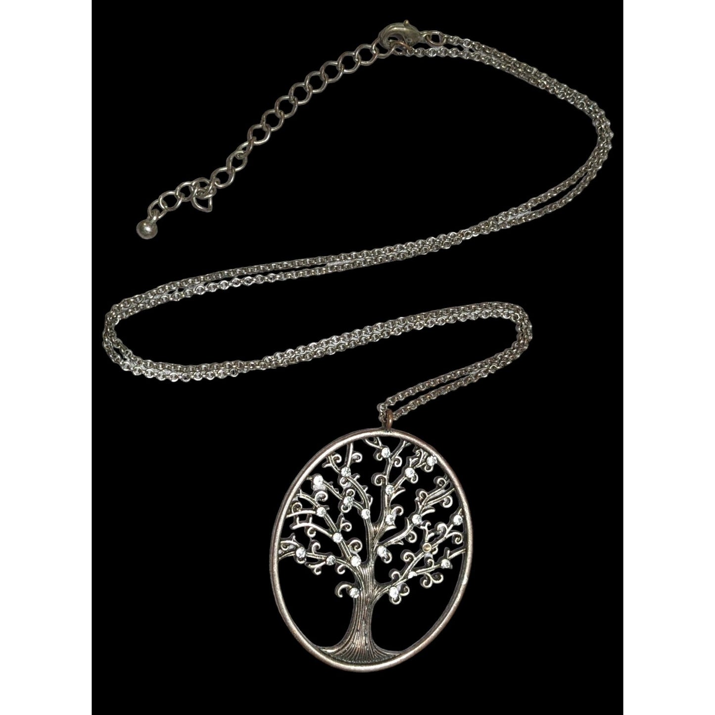 Silver Gemmed Tree Of Life Pendant Necklace