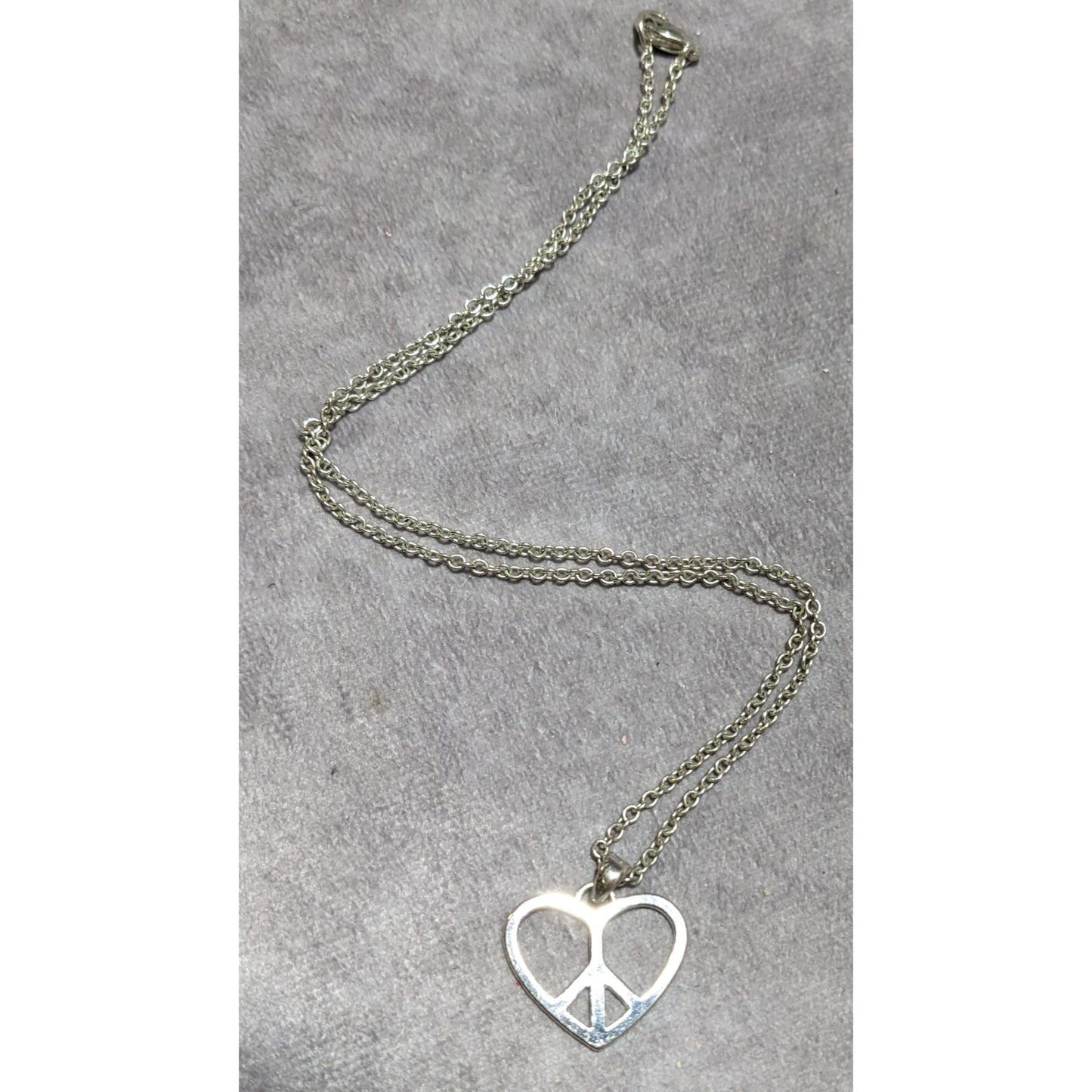 Silver Peace Heart Necklace