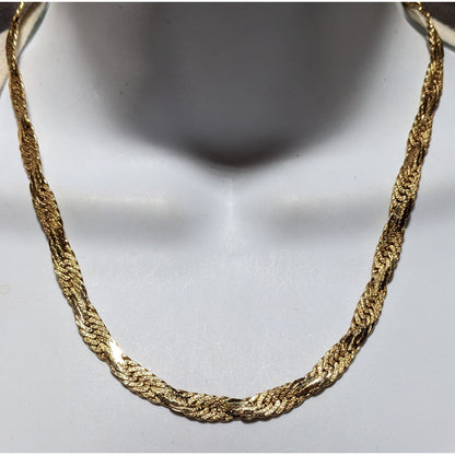 Vintage Bright Gold Flattened Rope Chain