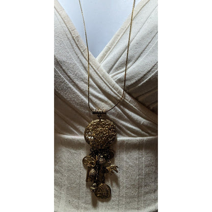 Vintage Gold Chatelaine Style Charm Necklace