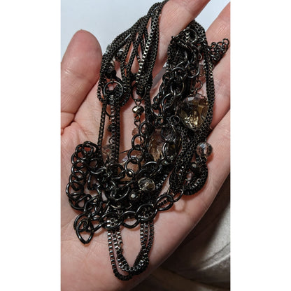 Glam Goth Gemmed Chain Multilayer Necklace