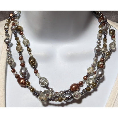 Metallic Multilayer Glam Beaded Necklace