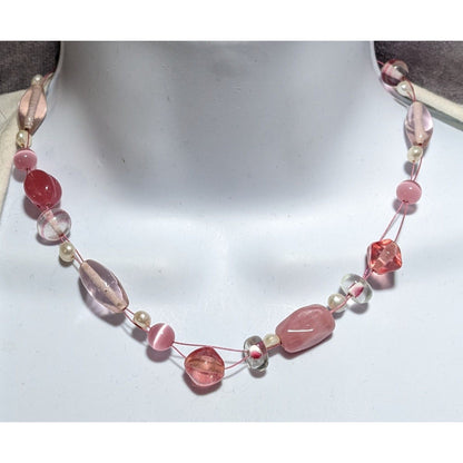 Lia Sophia Pink Glass Beaded Necklace