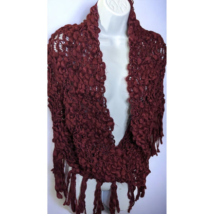 Charming Charlie Wine Fringe Infinity Scarf