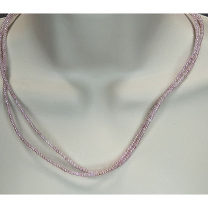Pastel Pink Seed Bead Necklace Minimalist Y2K Layering Choker Coquette