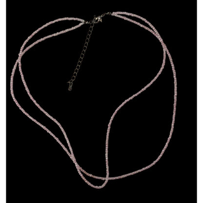 Pastel Pink Seed Bead Necklace Minimalist Y2K Layering Choker Coquette