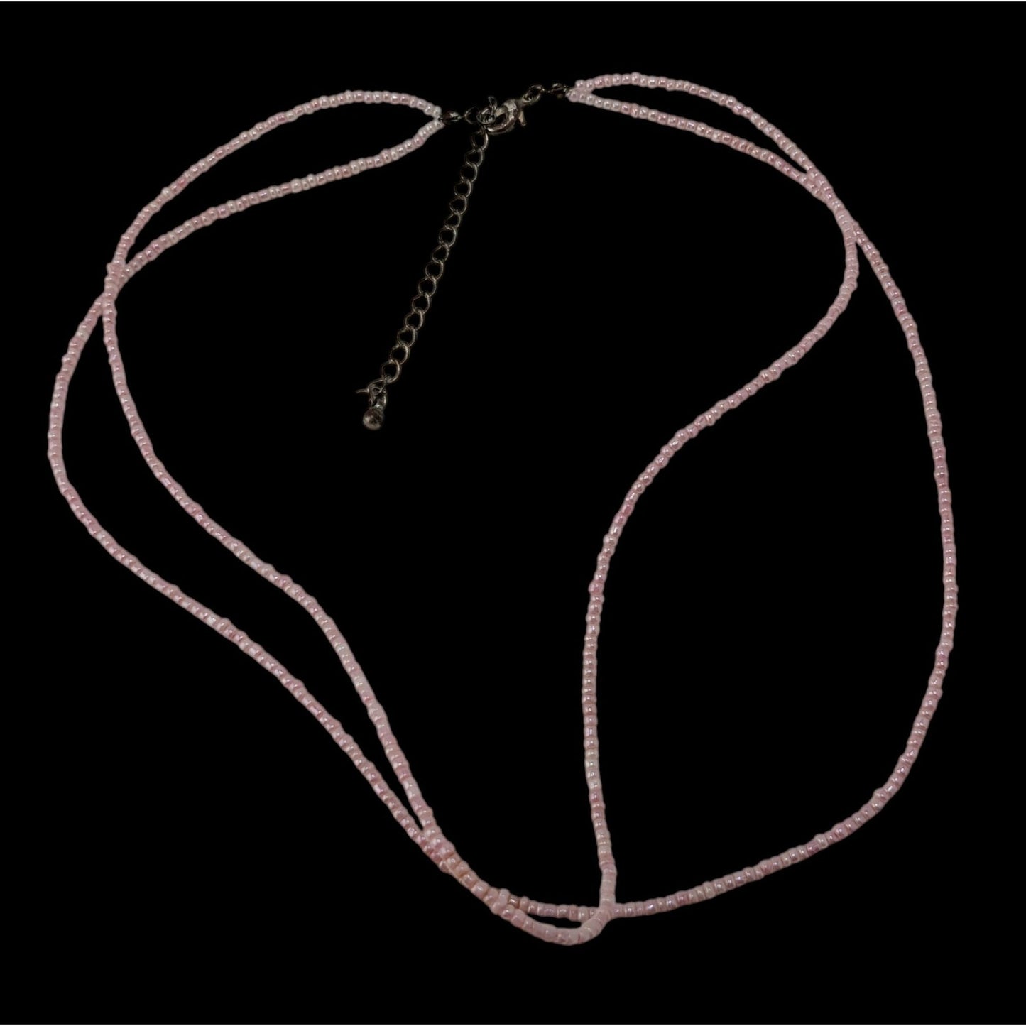 Pastel Pink Seed Bead Necklace Minimalist Y2K Layering Choker Coquette