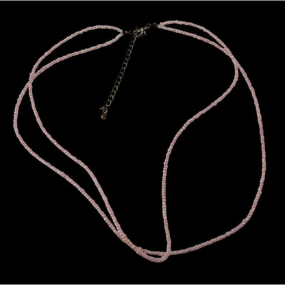 Pastel Pink Seed Bead Necklace Minimalist Y2K Layering Choker Coquette