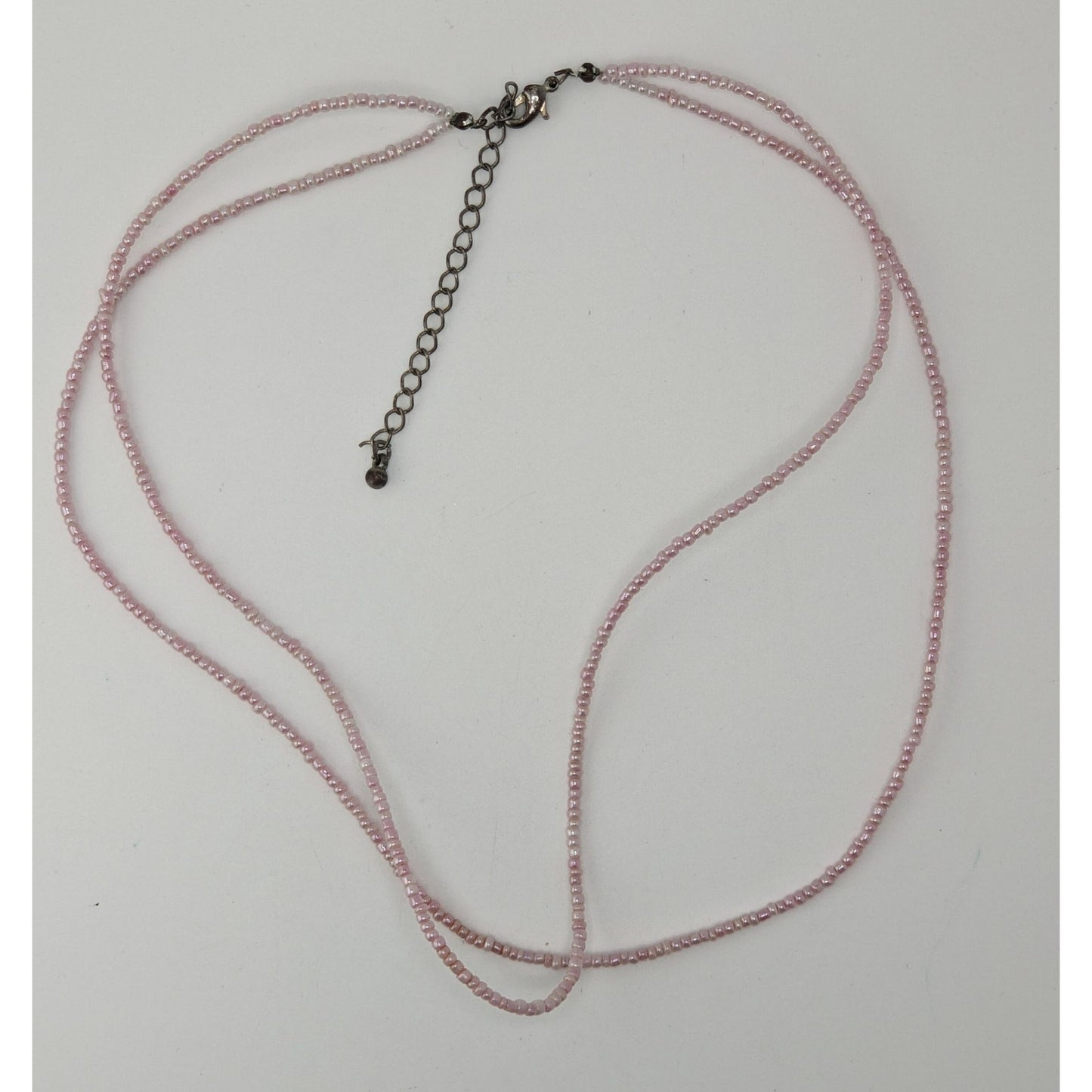 Pastel Pink Seed Bead Necklace Minimalist Y2K Layering Choker Coquette