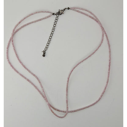 Pastel Pink Seed Bead Necklace Minimalist Y2K Layering Choker Coquette
