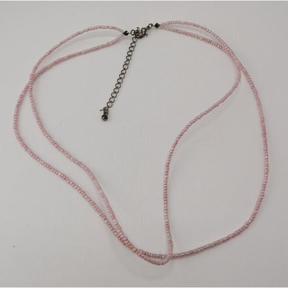 Pastel Pink Seed Bead Necklace Minimalist Y2K Layering Choker Coquette