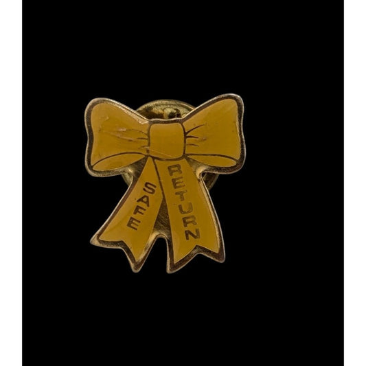 Vintage Safe Return Yellow Bow Lapel  Pin