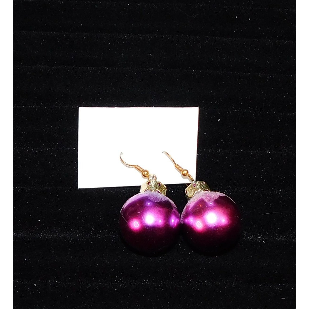 Snowy Purple Holiday Ornament Drop Earrings